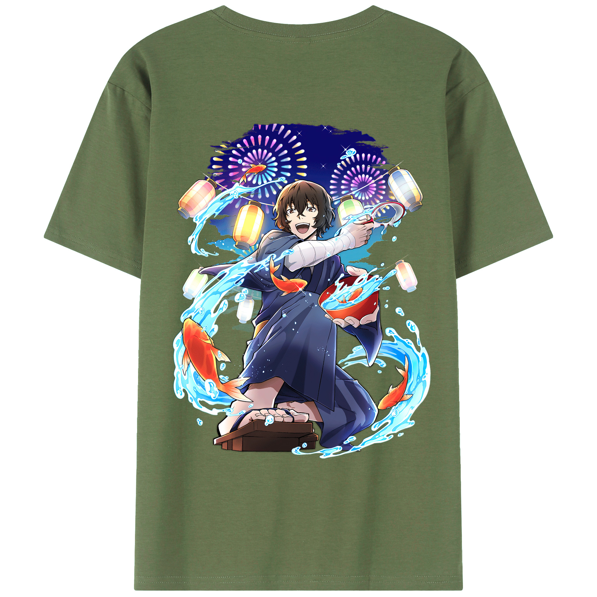 （画像用） 文豪ストレイドッグス Bungo Stray Dogs 綿100％ メンズ半袖Tシャツ（バックプリント） 通気性